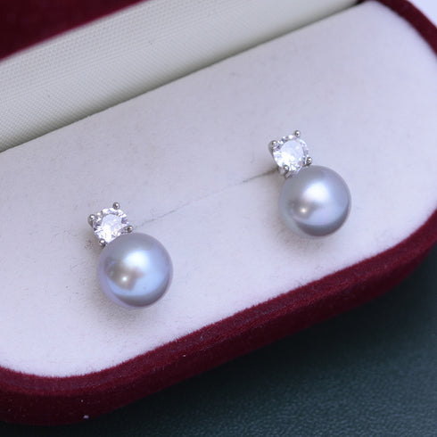 Sasha Button Freshwater Pearl Stud Earrings Different Colors - House Of Pearls